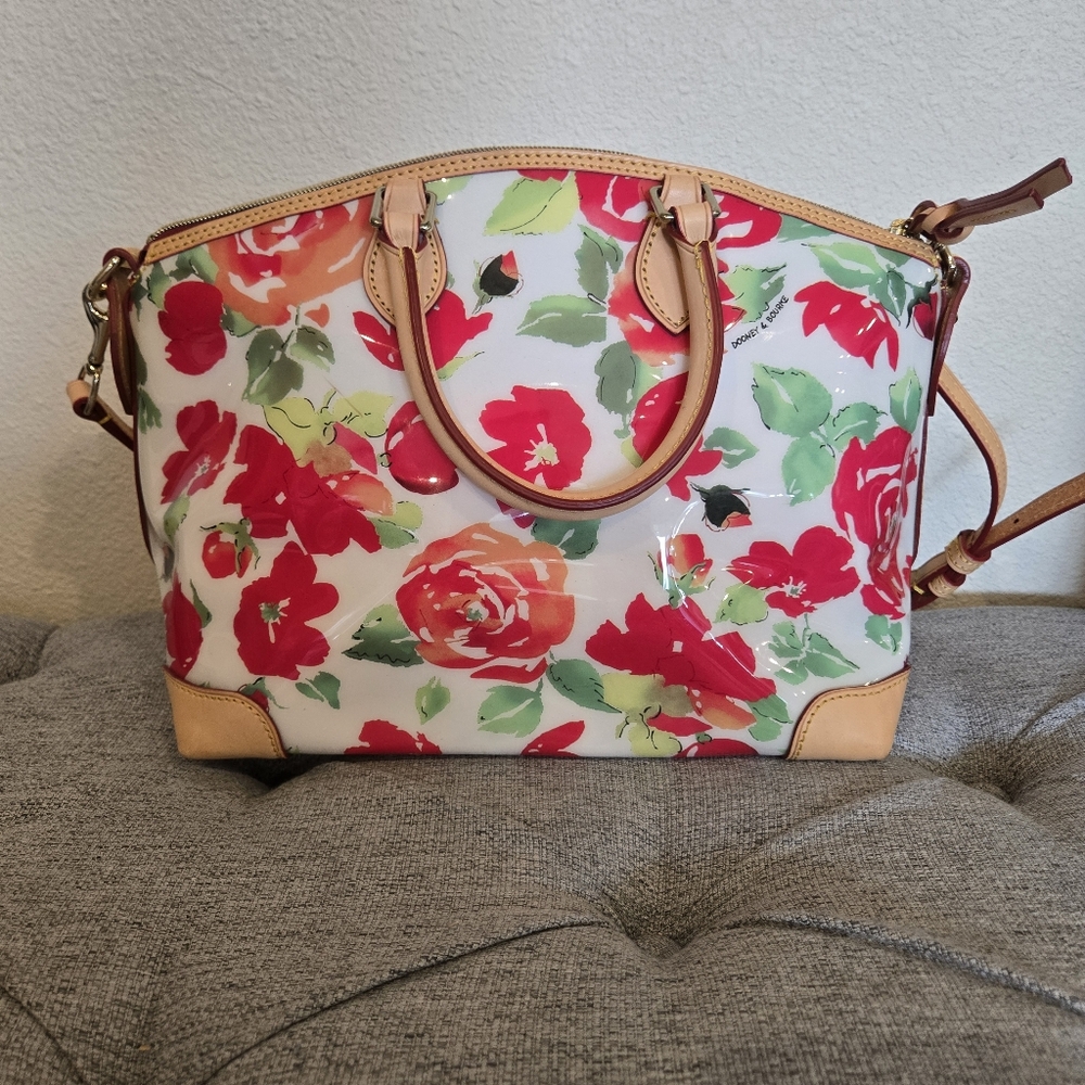 Dooney & Bourke Patent Floral Satchel Crossbody In Rose Garden - Picture 6 of 16